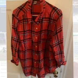 Burnt orange/red plaid shirt